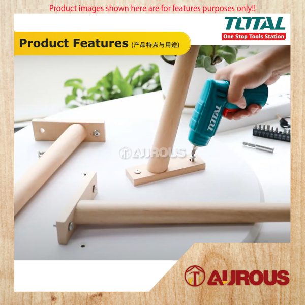 TOTAL LI-ION CORDLESS SCREWDRIVER 1/4'' 4V (TSDLI0402) - Image 9