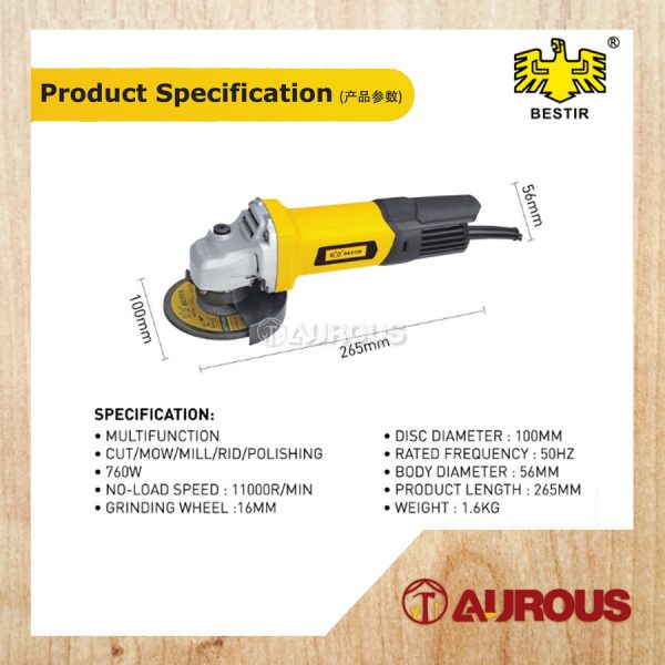 BESTIR 4" ANGLE GRINDER TOOL 760W / MESIN PENGGILING SUDUT (P0111) - Image 6