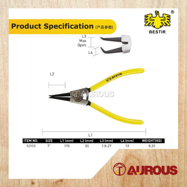 BESTIR SB RETAINER PLIER BENT TIP EXTERNAL CIRCLIP PLIERS 7''/TANG KAD SIKU (12133) - Image 6