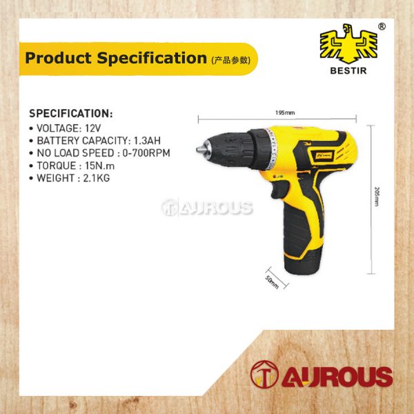 BESTIR CORDLESS IMPACT DRILL DRIVER 12V / MESIN BAR GERUDI BATERI (P0901) - Image 7