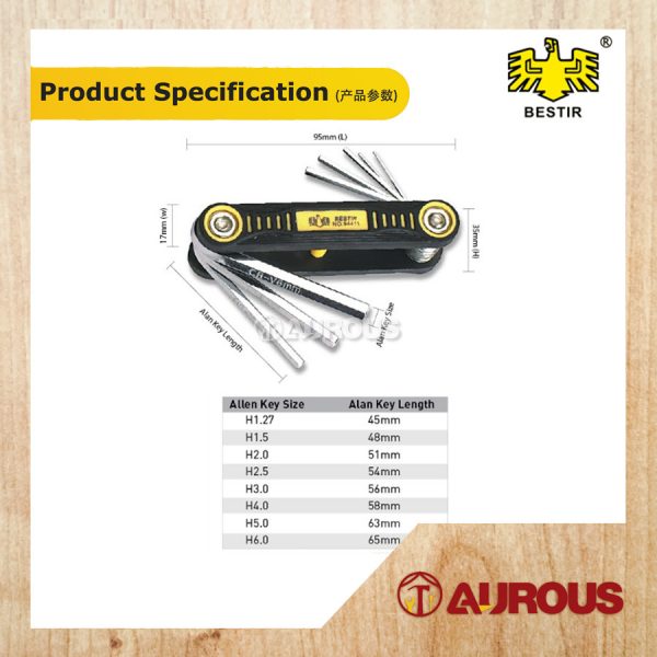 BESTIR 8PCS FOLDABLE HEXAGON ALLEN KEY SET / KUNCI ALLEN HEXAGONAL BOLEH LIPAT (94411) - Image 5