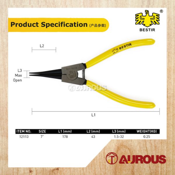 BESTIR HS STRAIGHT EXTERNAL CIRCLIP RETAINER PLIERS 7''/TANG KAD LUAR (12113) - Image 5