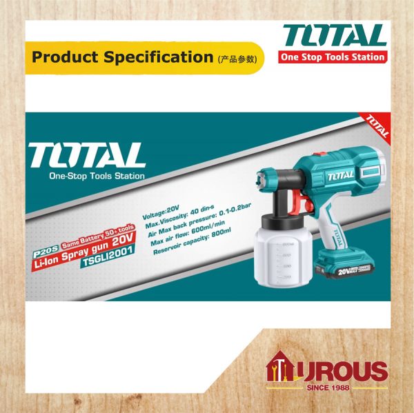 Total Lithium Ion Cordless Sprayer Spray Gun 20V 800ml TSGLI2001 (BARE TOOL / COMBO SET) - Image 7