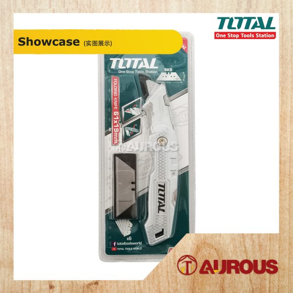 TOTAL FOLDING KNIFE CUTTER WITH 6 PCS SK5 UTILITY KNIFE BLADES (THT5136138) - Image 2