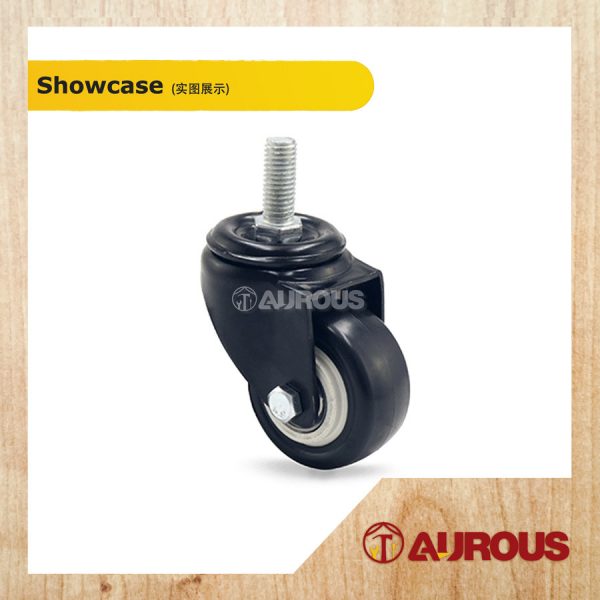 MEDIUM DUTY PU RUBBER CASTER WHEEL WITH THREAD FOR CLOTH HANGER DRYING RACK (1 1/2'' , 2'') (BREAK / SWIVEL) - Image 2