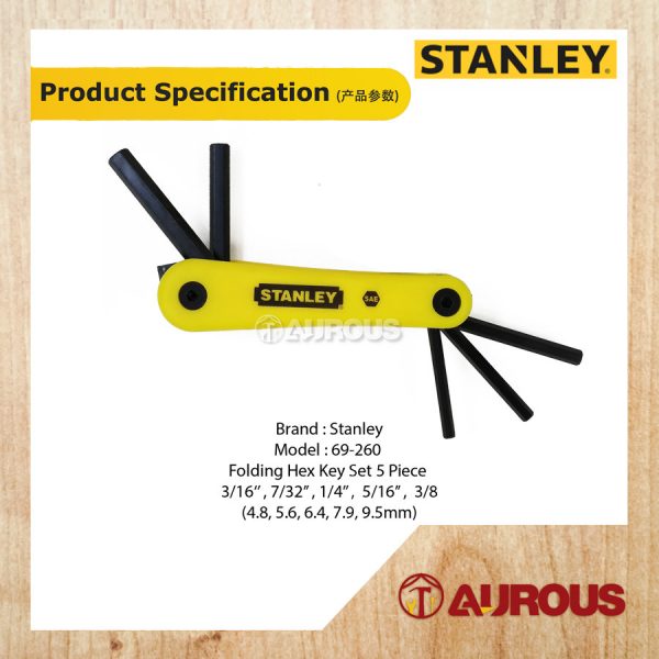 STANLEY HEX KEY SET 5 PCS (3/16'' 7/32'' 1/4'' 5/16'' 3/8'') 69-260 - Image 5