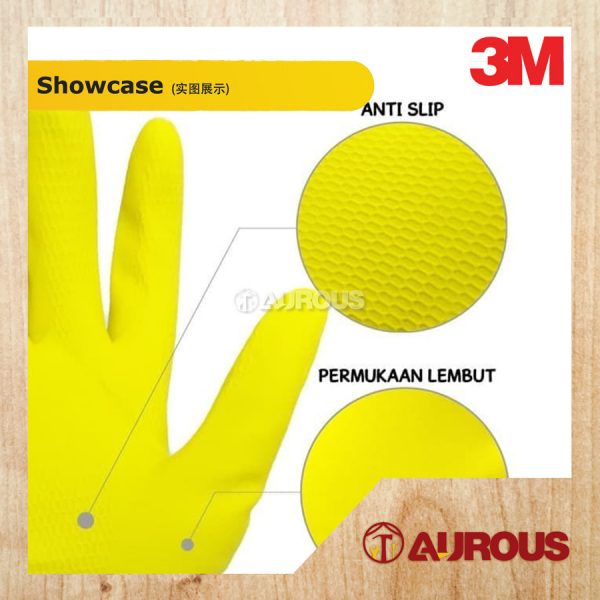1 PAIR-3M SCOTCH BRITE MULTIPURPOSE ULTRA SOFT COTTON LINING LATEX GLOVES (SIZE M) - Image 5