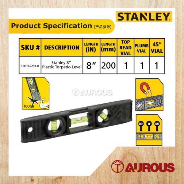 STANLEY PLASTIC TORPEDO LEVEL MAGNETIC 8'' (42-291) - Image 6