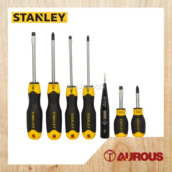 STANLEY CUSHION GRIP SCREWDRIVER SET 6 PCS + DIGITAL TEST PEN STMT66679 (92-002)