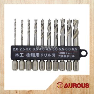 ROYBIT HEX SHANK 6MM WOOD BRAD POINT DRILL 10PCS BIT SET 2MM-6.5MM (PINK)