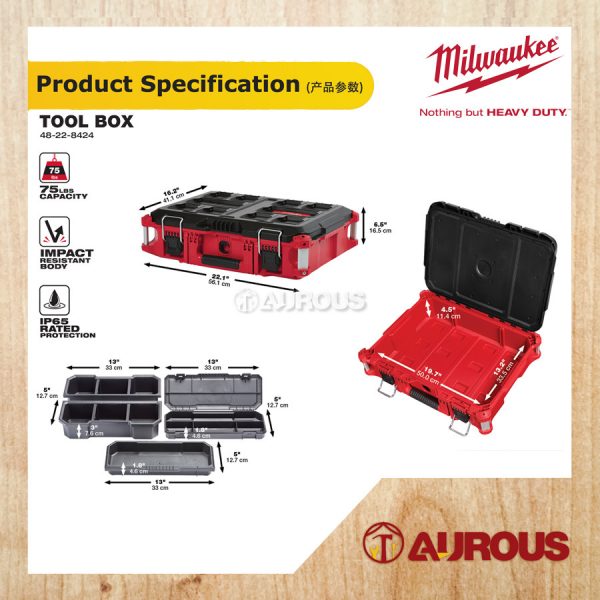 MILWAUKEE PACKOUT 5 PIECES FULL STORAGE SYSTEM (48-22-8435,48-22-8430,48-22-8424,48-22,8425,48-22-8426) - Image 5