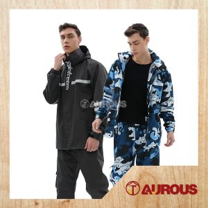 WATERPROOF RAINFREEM DOUBLE LAYER HOODIE WITH TROUSER RAINCOAT SET (SIZE : M,L,XL,XXL,XXXL)