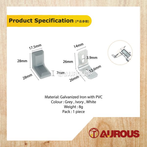 1 PIECE - PVC ANGLE BRACKET WITH IRON INLET FRAME FURNITURE WARDROBE CABINET PLASTIC L CORNER BRACKET - Image 7