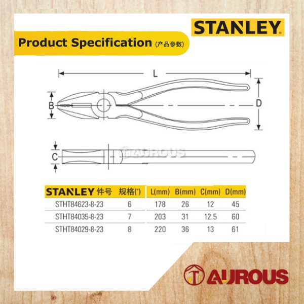 STANLEY COMBINATION LINESMAN PLIERS (6'' 84-623 / 7'' 84-035 / 8'' 84-029) - Image 7