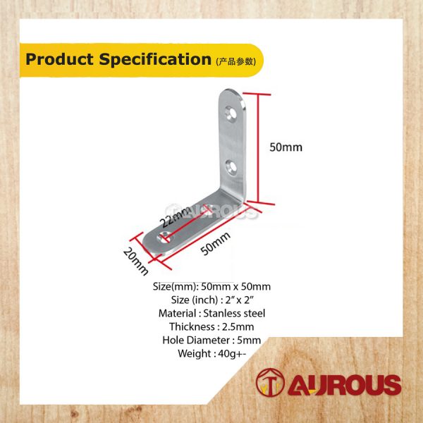 1 PIECE - STANLESS STEEL L BRACKET ANGLE BRACKET (1 1/2'' - 5'') - Image 4