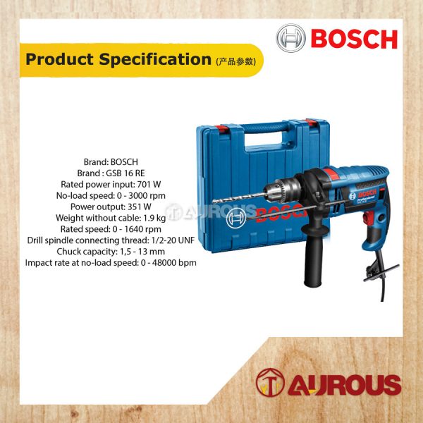 BOSCH MACHINE IMPACT DRILL KIT GSB 16 RE - Image 4