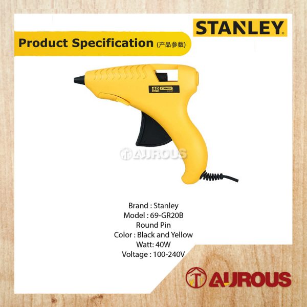 STANLEY TRIGGER FEED HOT MELT GLUE GUN ROUND PIN 100-240V/40W 69-GR20B-23 (69GR20B) - Image 6