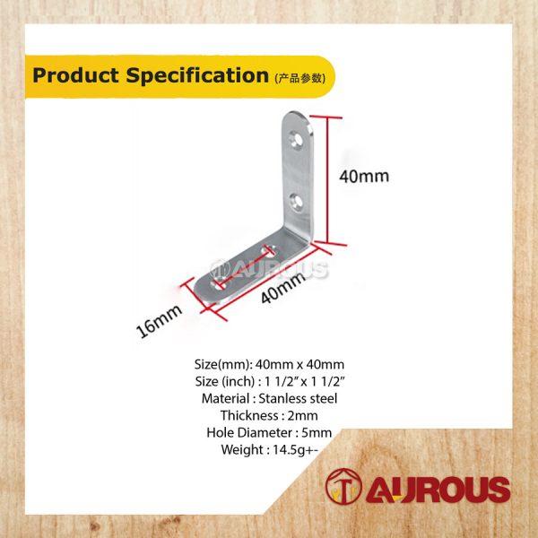 1 PIECE - STANLESS STEEL L BRACKET ANGLE BRACKET (1 1/2'' - 5'') - Image 3