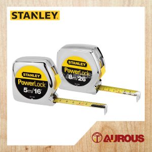 STANLEY POWER LOCK MEASURING TAPE (5M/16FT 33-158 , 8M/26FT 33-428)
