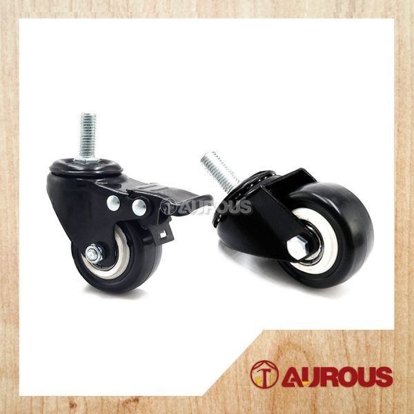 MEDIUM DUTY PU RUBBER CASTER WHEEL WITH THREAD FOR CLOTH HANGER DRYING RACK (1 1/2'' , 2'') (BREAK / SWIVEL)