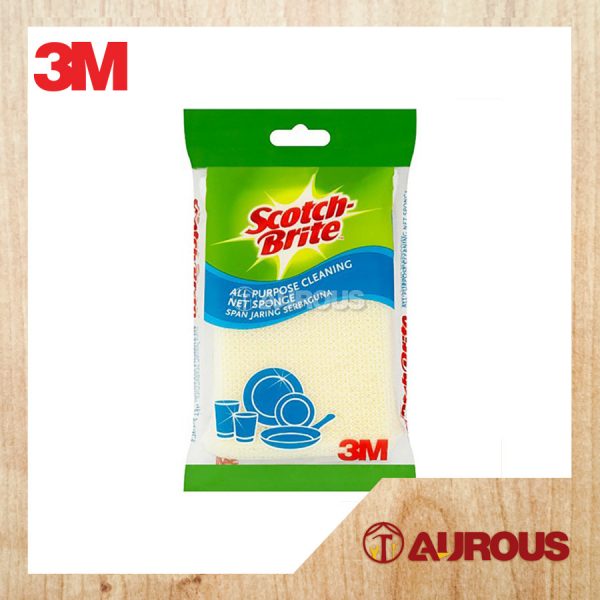 3M SCOTCH BRITE ALL PURPOSE CLEANING NET SPONGE KITCHEN NON STICK COOKWARE SCRATCH FREE NYLON SPONGE (1 PC/PACK)