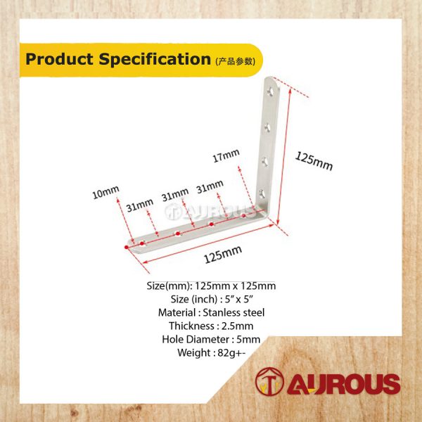 1 PIECE - STANLESS STEEL L BRACKET ANGLE BRACKET (1 1/2'' - 5'') - Image 7