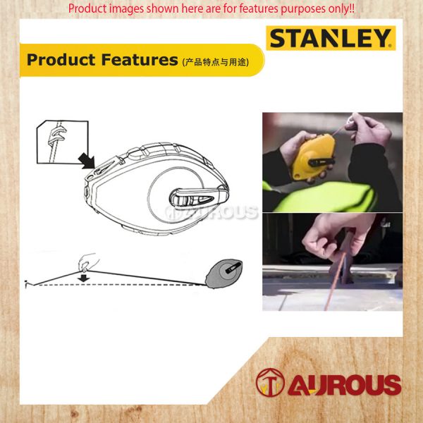 STANLEY POWERWINDER WITH RED CHALK & LINE LEVEL POWDER WINDER 30M/100FT (47-465) - Image 7