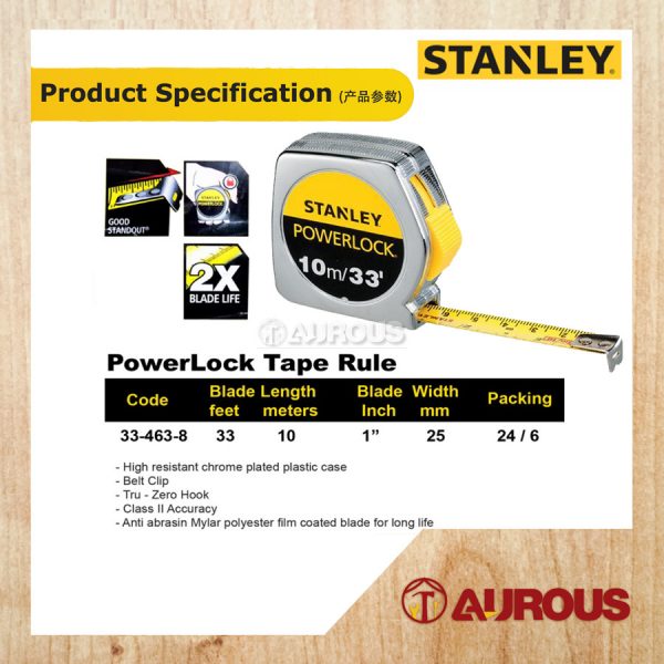 STANLEY POWER LOCK MEASURING TAPE (10M/32') 33-463 - Image 4