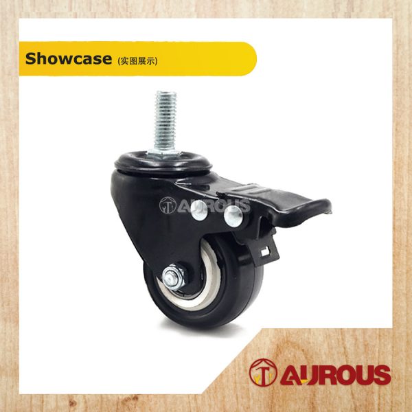 MEDIUM DUTY PU RUBBER CASTER WHEEL WITH THREAD FOR CLOTH HANGER DRYING RACK (1 1/2'' , 2'') (BREAK / SWIVEL) - Image 3
