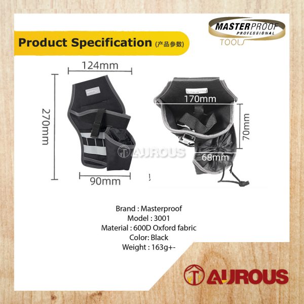 MASTERPROOF HEAVY DUTY DRILL WAIST TOOL POUCH BAG WATER & TEAR RESISTANT (3001) - Image 5