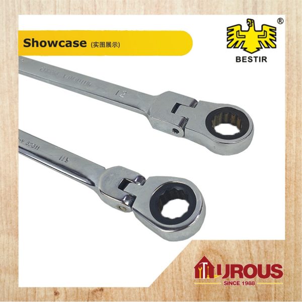 BESTIR COMMON RING SPANNER C/W ONE SIDE FLEXIBLE RATCHET 10-23MM - Image 5