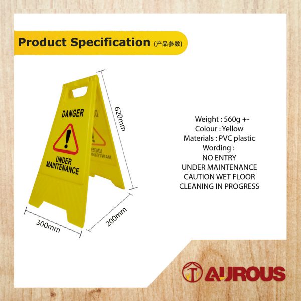YELLOW A-STANDING CAUTION PVC FLOOR FOLDING SIGN BOARD / WARNING BOARD KUNING - Image 7