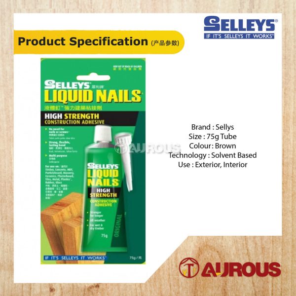 SELLEYS LIQUID NAILS HIGH STRENGTH CONSTRUCTION ADHESIVE 75G - Image 4