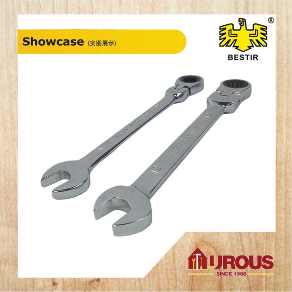 BESTIR COMMON RING SPANNER C/W ONE SIDE FLEXIBLE RATCHET 10-23MM - Image 2