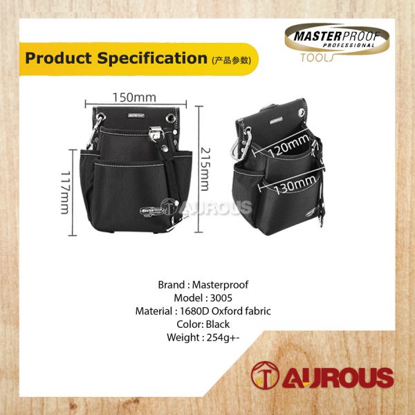 MASTERPROOF HEAVY DUTY WAIST TOOL POUCH BAG WATER & TEAR RESISTANT (3005) - Image 6