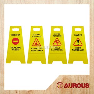 YELLOW A-STANDING CAUTION PVC FLOOR FOLDING SIGN BOARD / WARNING BOARD KUNING