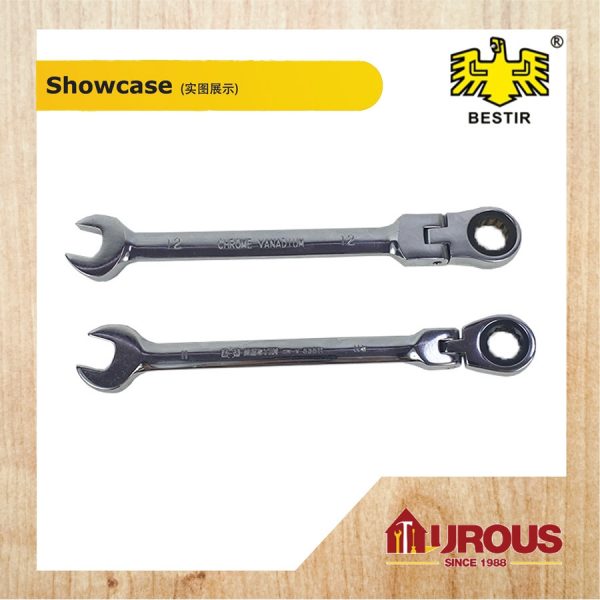 BESTIR COMMON RING SPANNER C/W ONE SIDE FLEXIBLE RATCHET 10-23MM - Image 3