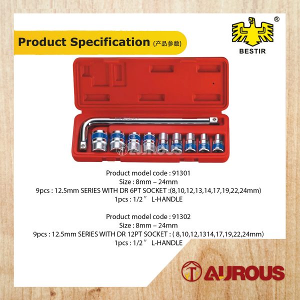 BESTIR CHROME 6PT/12PT SPANNER SOCKET 10 PCS SET (91301/91302) - Image 6