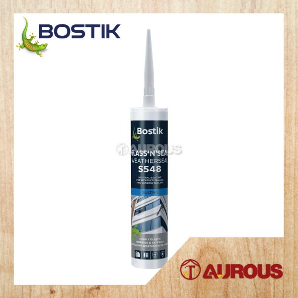 BOSTIK S548 GLASS & SEAL WEATHERSEAL NEUTRAL SILICONE FOR WEATHER & WINDOW SEALING 260ML (CLEAR / WHITE / BLACK)