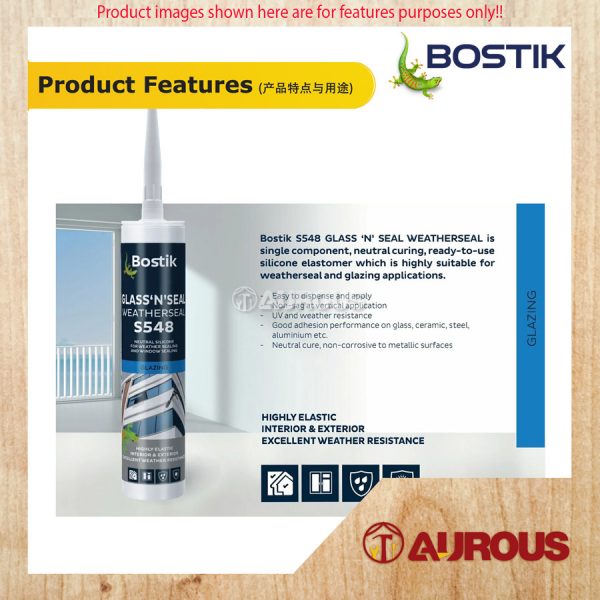 BOSTIK S548 GLASS & SEAL WEATHERSEAL NEUTRAL SILICONE FOR WEATHER & WINDOW SEALING 260ML (CLEAR / WHITE / BLACK) - Image 3