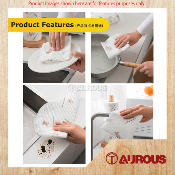 MULTIPURPOSE WASHABLE DISPOSABLE KITCHEN RAG ROLL KITCHEN CLOTH WIPES 50PCS PER ROLL/STAINLESS STEEL HANGER - Image 4