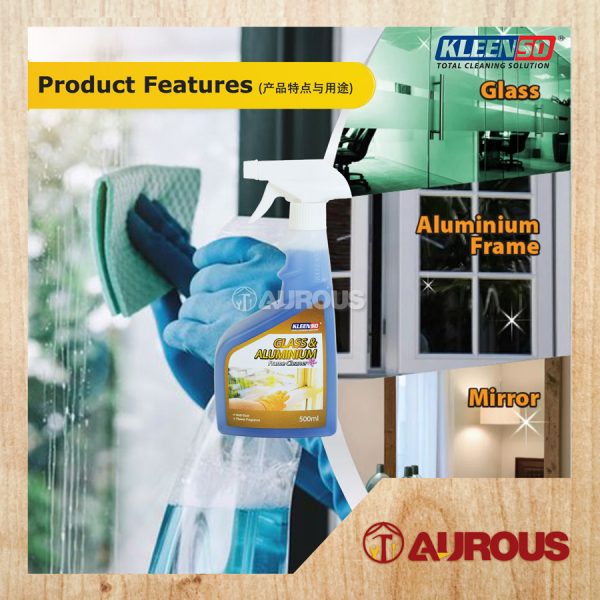 KLEENSO ANTI-DUST FLOWER FRAGRANCE GLASS & ALUMINIUM FRAME CLEANER (500ML) - Image 5
