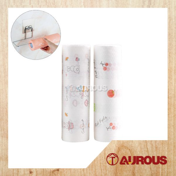 MULTIPURPOSE WASHABLE DISPOSABLE KITCHEN RAG ROLL KITCHEN CLOTH WIPES 50PCS PER ROLL/STAINLESS STEEL HANGER