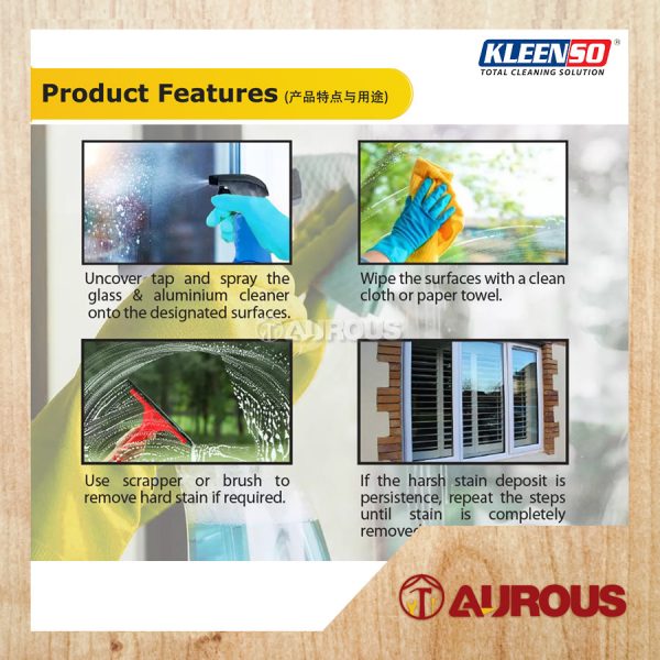 KLEENSO ANTI-DUST FLOWER FRAGRANCE GLASS & ALUMINIUM FRAME CLEANER (500ML) - Image 6