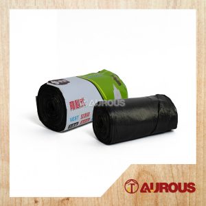 PORTABLE SMALL BLACK RUBBISH GARBAGE BAG WITH HANDLE 45CM X 60CM (20PCS/ROLL)