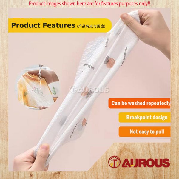 MULTIPURPOSE WASHABLE DISPOSABLE KITCHEN RAG ROLL KITCHEN CLOTH WIPES 50PCS PER ROLL/STAINLESS STEEL HANGER - Image 2