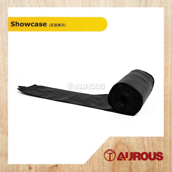 PORTABLE SMALL BLACK RUBBISH GARBAGE BAG WITH HANDLE 45CM X 60CM (20PCS/ROLL) - Image 2