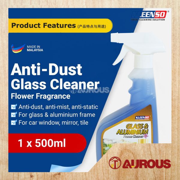 KLEENSO ANTI-DUST FLOWER FRAGRANCE GLASS & ALUMINIUM FRAME CLEANER (500ML) - Image 4