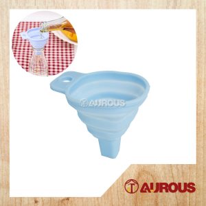 MINI FOLDABLE COLLAPSIBLE KITCHEN SILICONE FOLDING FUNNEL (BLUE)