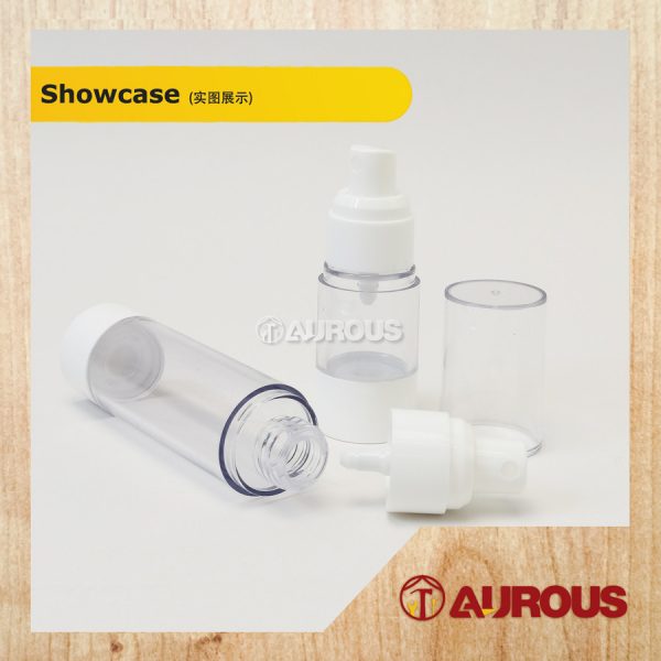 TRANSPARENT PLASTIC PORTABLE TRAVEL AIRLESS TUBELESS VACUUM PUMP EMPTY BOTTLE (LOTION PUMP / MIST SPRAY) - Image 4